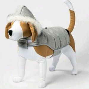 Boots & Barkley *NWOT* Gray Tweed Faux Fur trimmed Hooded Puffer Dog Coat-sz Med